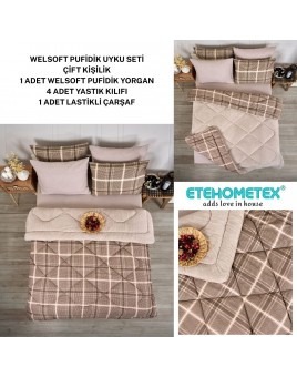 ETE HOMETEX ÇİFT KİŞİLİK WELSOFT UYKU SETİ SAFİR BEJ 8696474231985